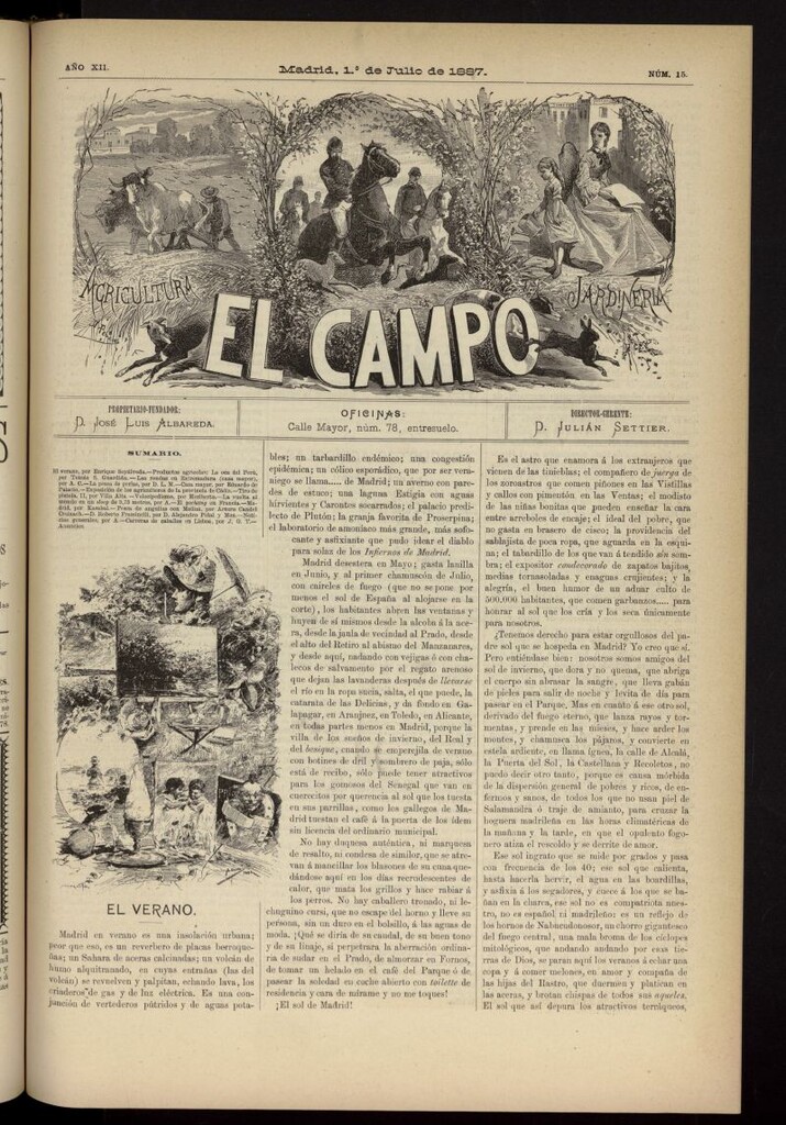Miniatura de El Campo : agricultura, jardinería y sport del 1 de julio de 1887, nº 15