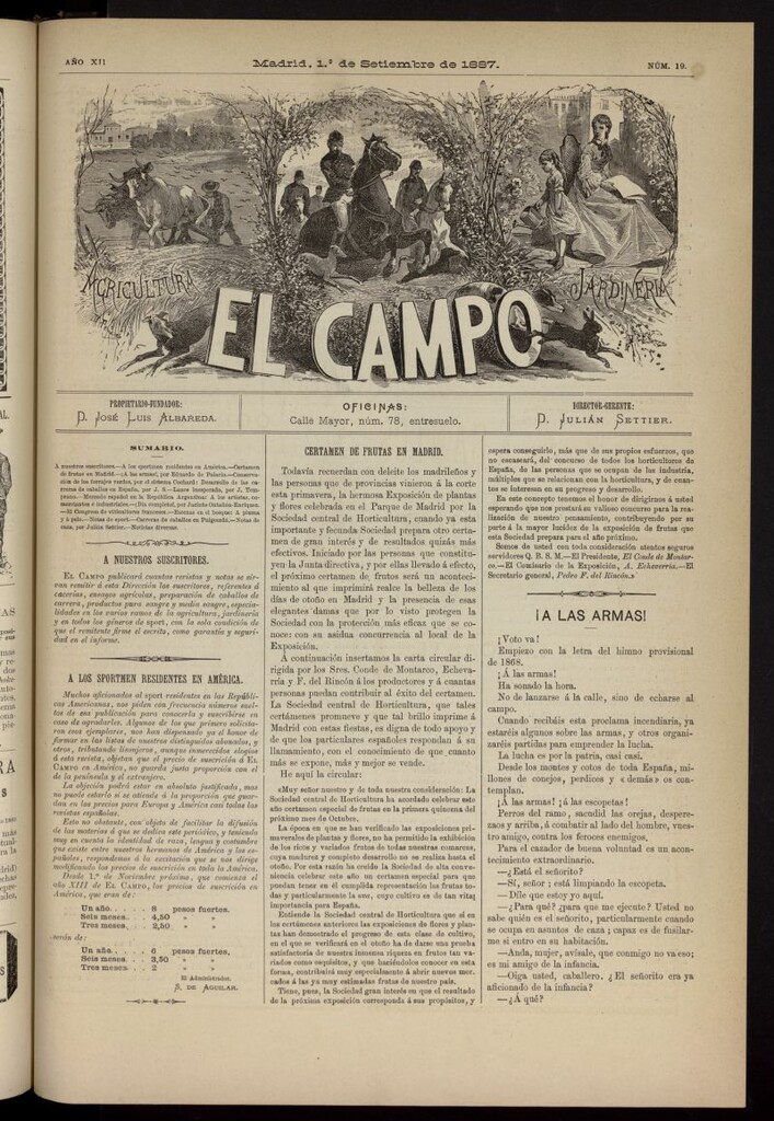 Miniatura de El Campo : agricultura, jardinería y sport del 1 de septiembre de 1887, nº 19