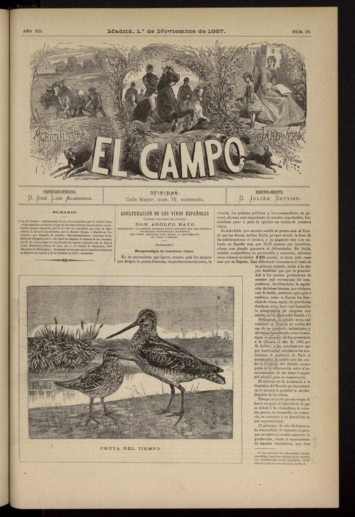 Miniatura de El Campo : agricultura, jardinería y sport del 1 de noviembre de 1887, nº 23