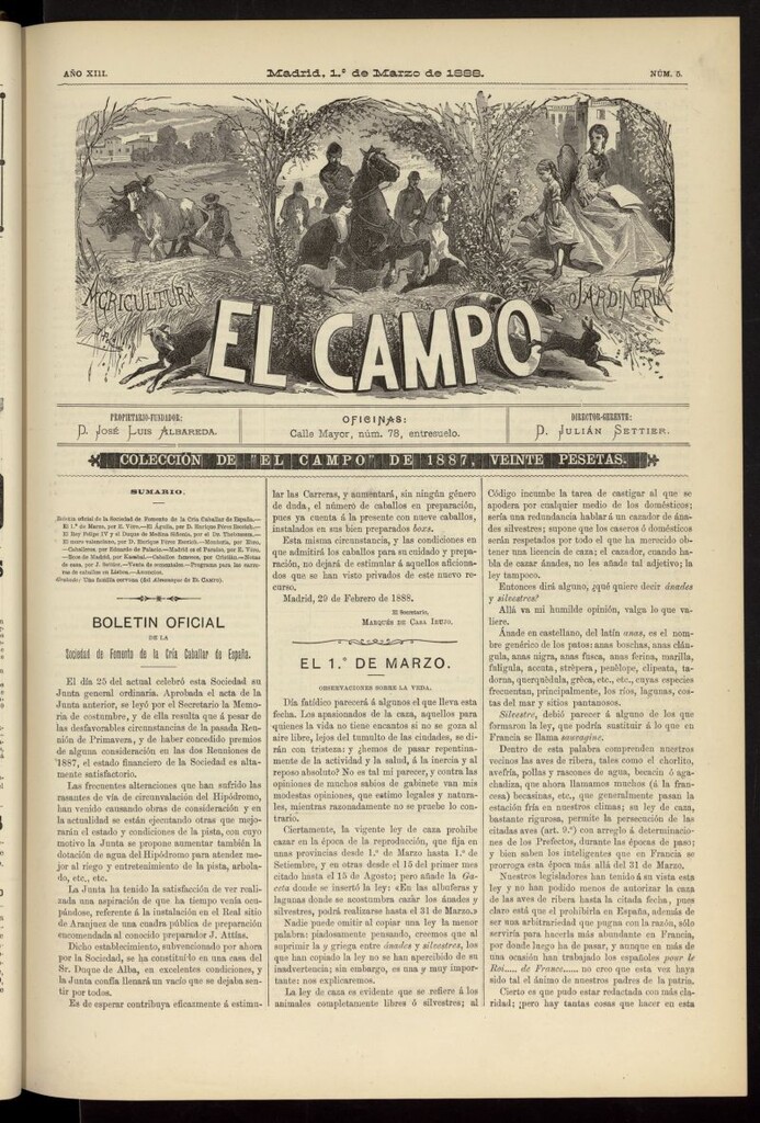 Miniatura de El Campo : agricultura, jardinería y sport del 1 de marzo de 1888, nº 5