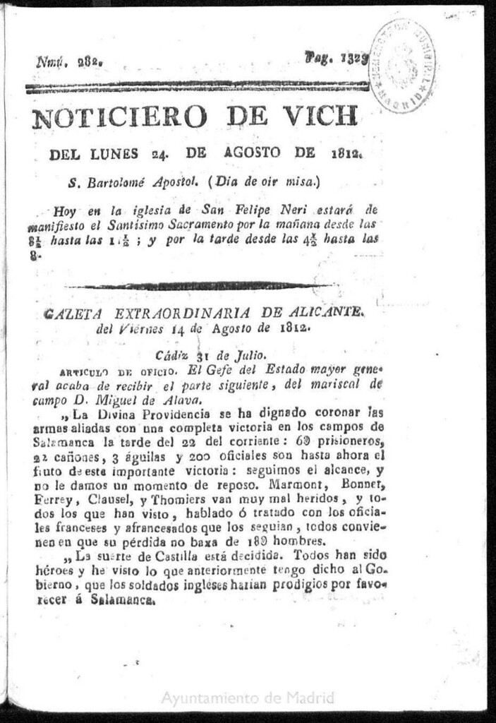 Miniatura de Noticiero de Vich del lunes 24 de agosto de 1812
