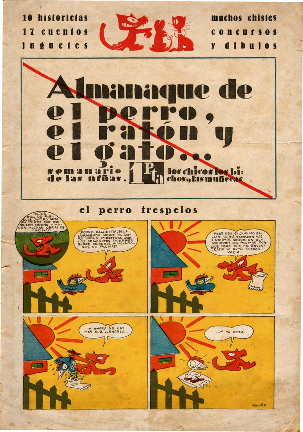Miniatura de El perro, el ratón y el gato. Almanaque de diciembre de 1930