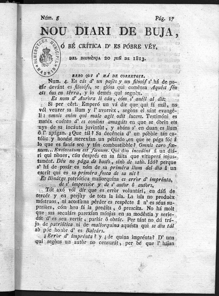 Miniatura de Nou Diari de Buja del día 20 de Junio de 1813