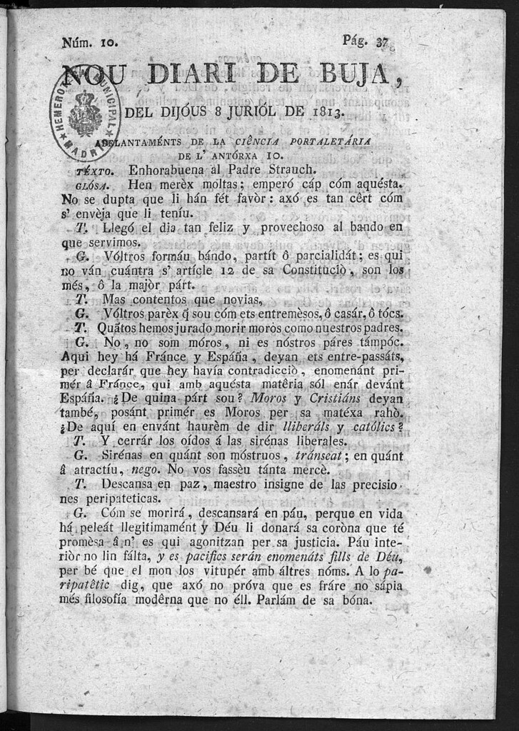 Miniatura de Nou Diari de Buja del día 8 de Julio de 1813