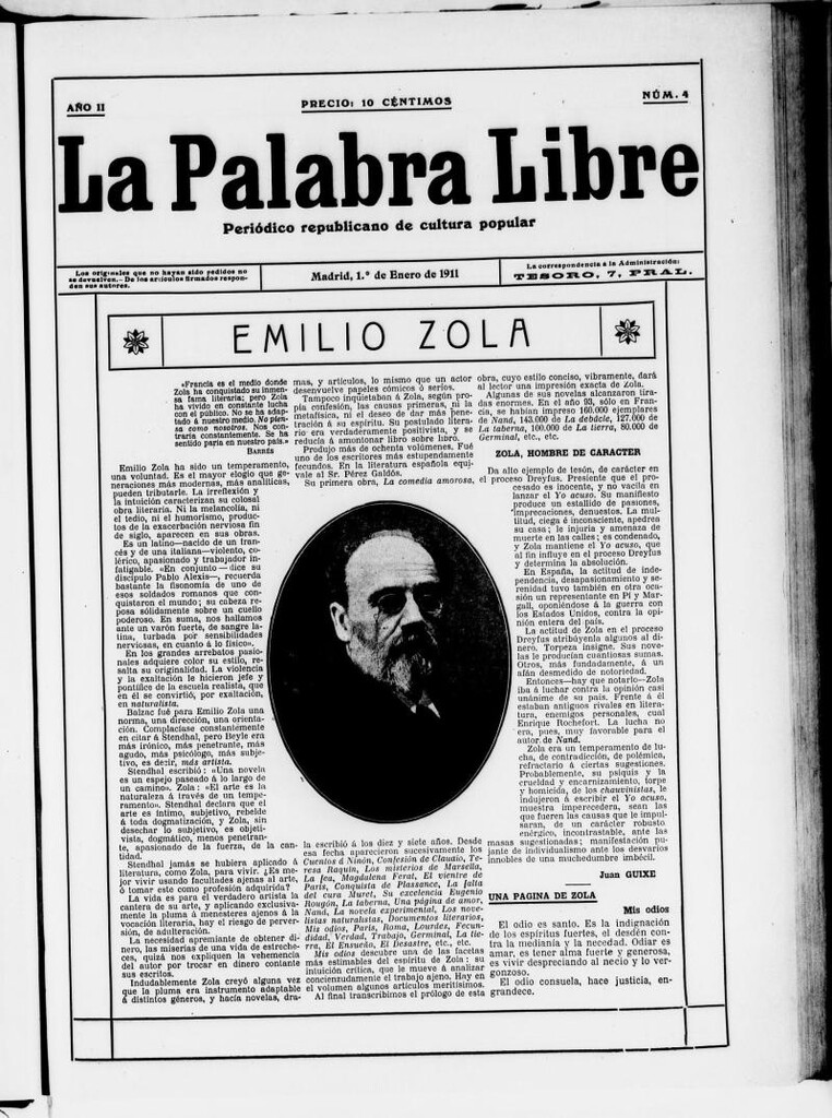 Miniatura de La Palabra Libre : periódico republicano de cultura popular del 1 de enero de 1911, nº 4