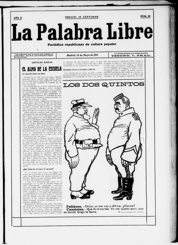 Miniatura de La Palabra Libre : periódico republicano de cultura popular del 14 de mayo de 1911, nº 23
