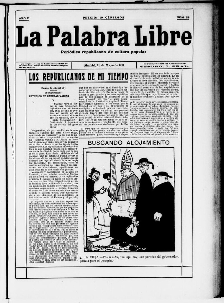 Miniatura de La Palabra Libre : periódico republicano de cultura popular del 21 de mayo de 1911, nº 24