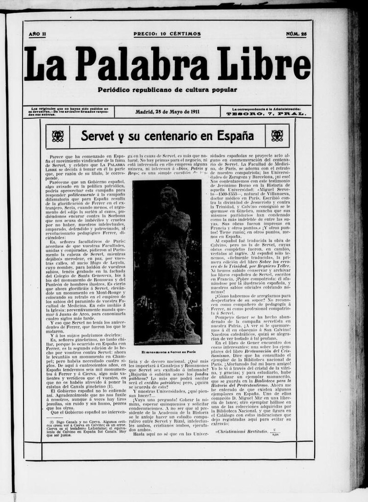 Miniatura de La Palabra Libre : periódico republicano de cultura popular del 28 de mayo de 1911, nº 25