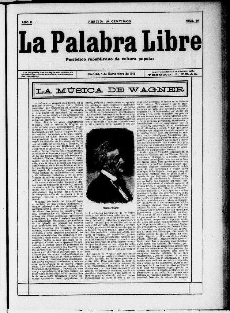 Miniatura de La Palabra Libre : periódico republicano de cultura popular del 5 de noviembre de 1911, nº 45