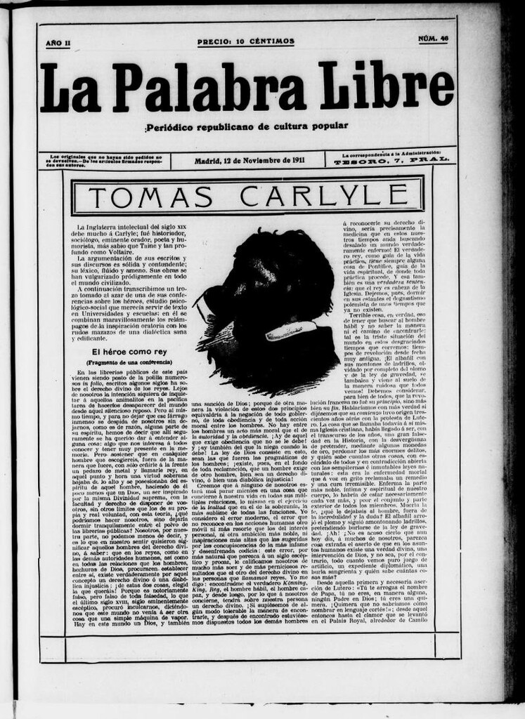 Miniatura de La Palabra Libre : periódico republicano de cultura popular del 12 de noviembre de 1911, nº 46