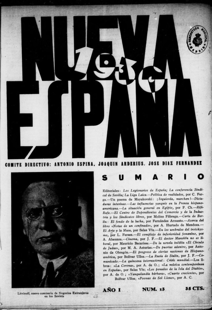Miniatura de Nueva España del 1 de agosto de 1930, nº 13 [sic]