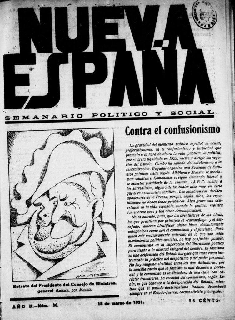 Miniatura de Nueva España del 18 de marzo de 1931, nº 36
