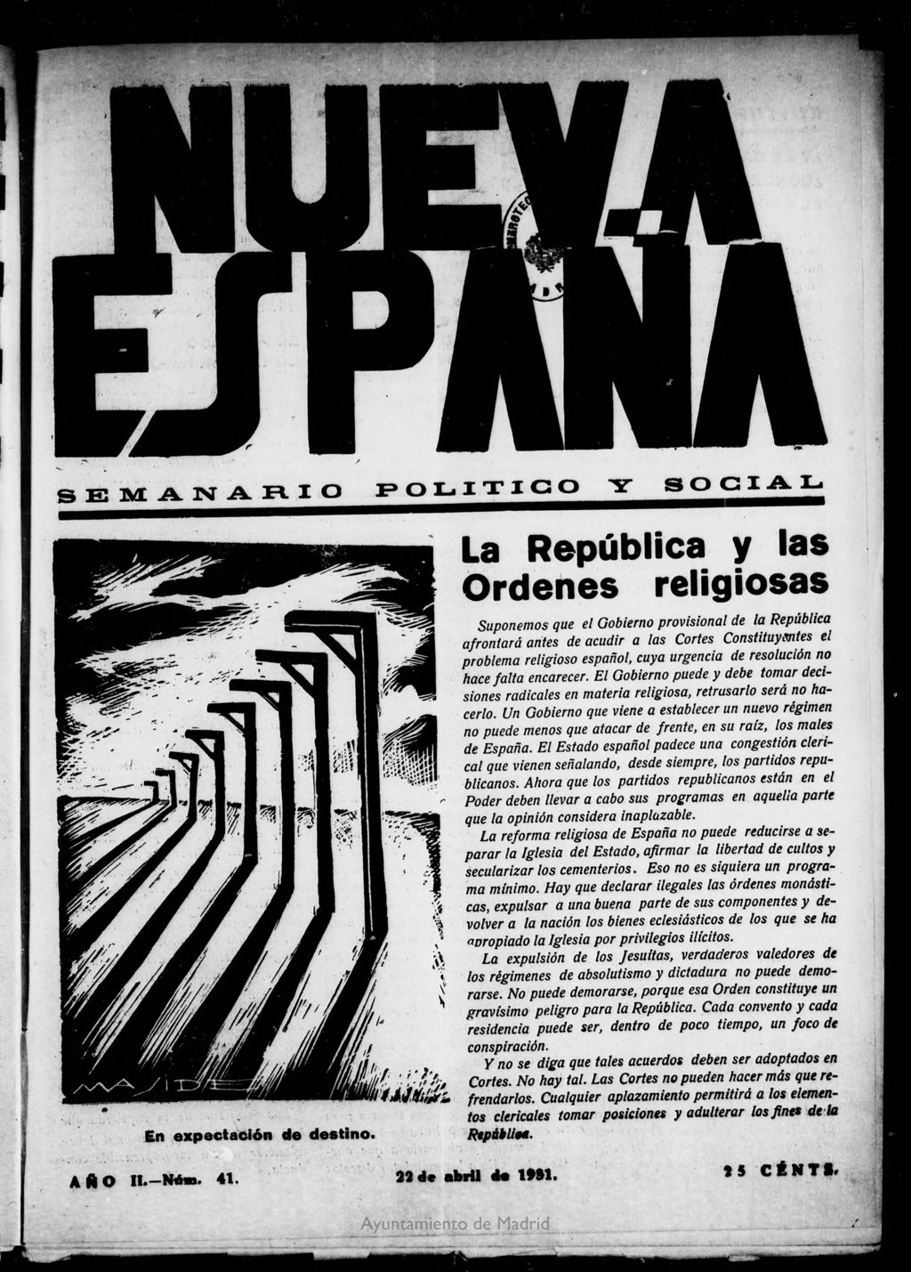 Miniatura de Nueva España del 22 de abril de 1931, nº 41