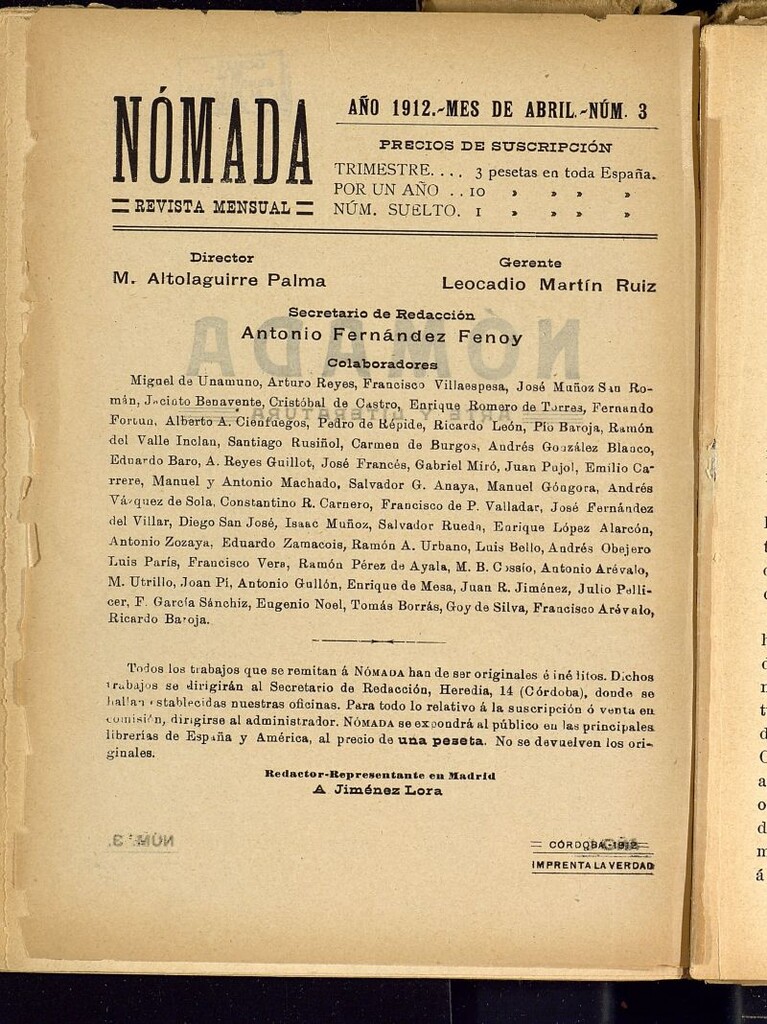 Miniatura de Nomada : arte y literatura de abril de 1912, nº 3