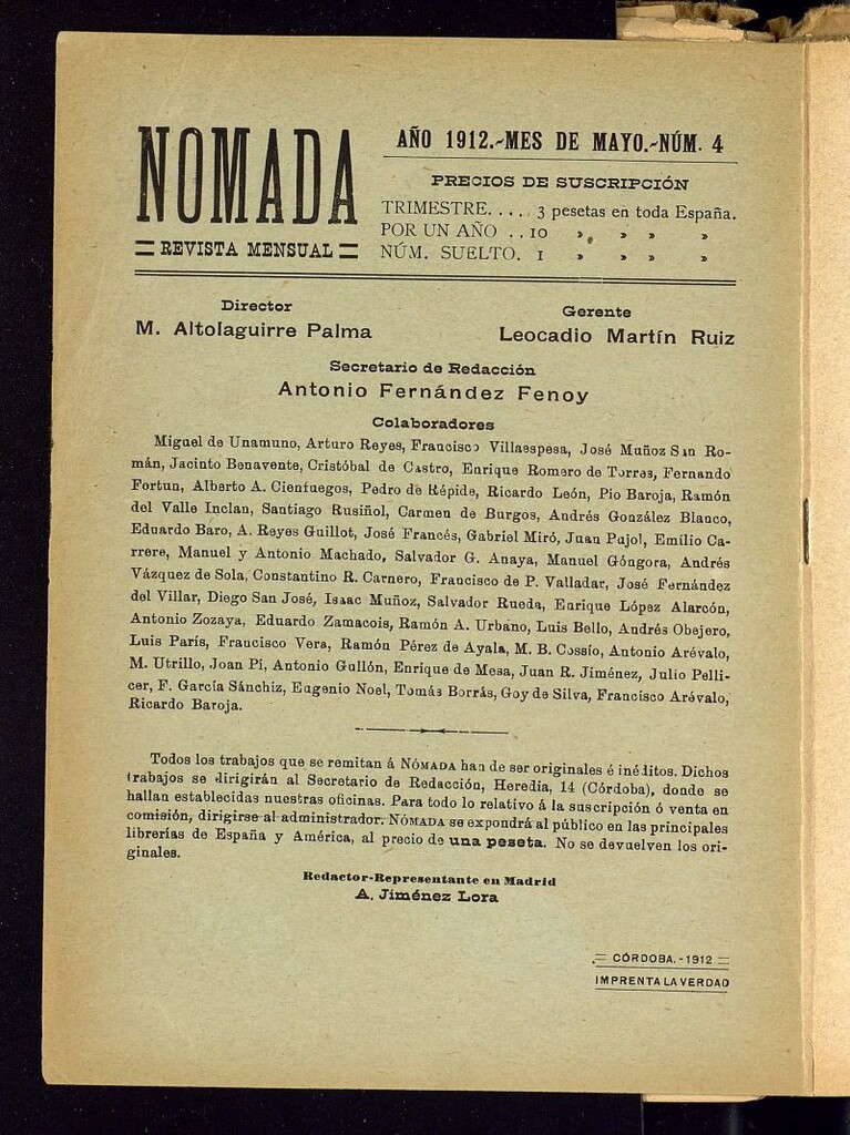 Miniatura de Nomada : arte y literatura de mayo de 1912, nº 4