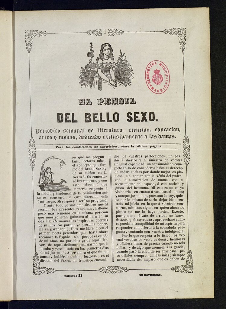 Miniatura de El pensil del bello sexo de 23 de noviembre de 1845