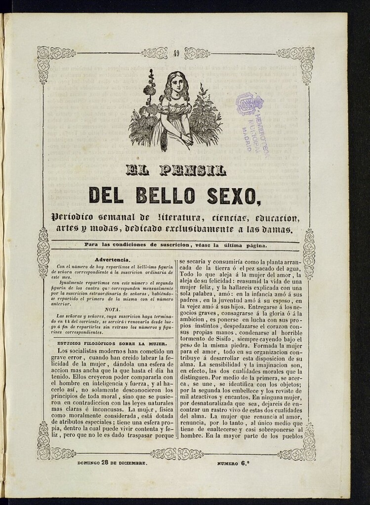 Miniatura de El pensil del bello sexo de 28 de diciembre de 1845, nº 6