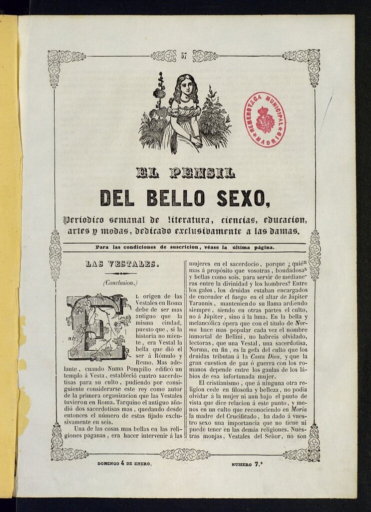 Miniatura de El pensil del bello sexo de 4 de enero de 1846, nº 7