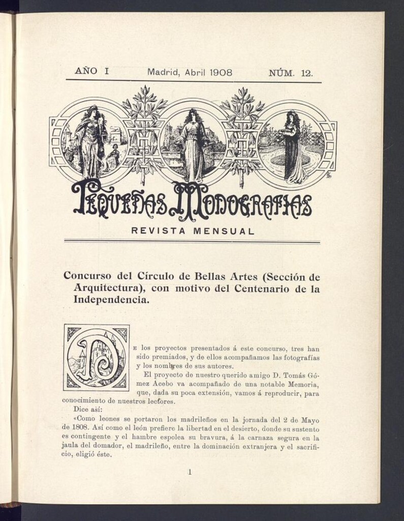 Miniatura de Pequeñas Monografías : revista mensual de abril de 1908, nº 12