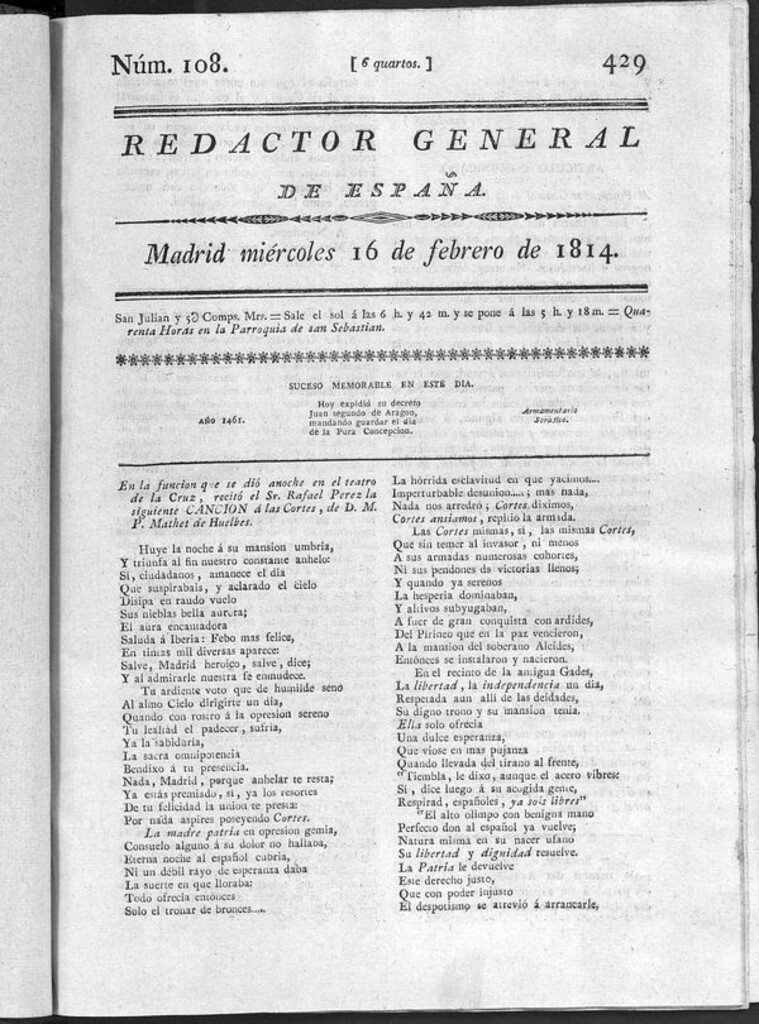 Miniatura de Redactor General de España del miércoles 16 de febrero de 1814