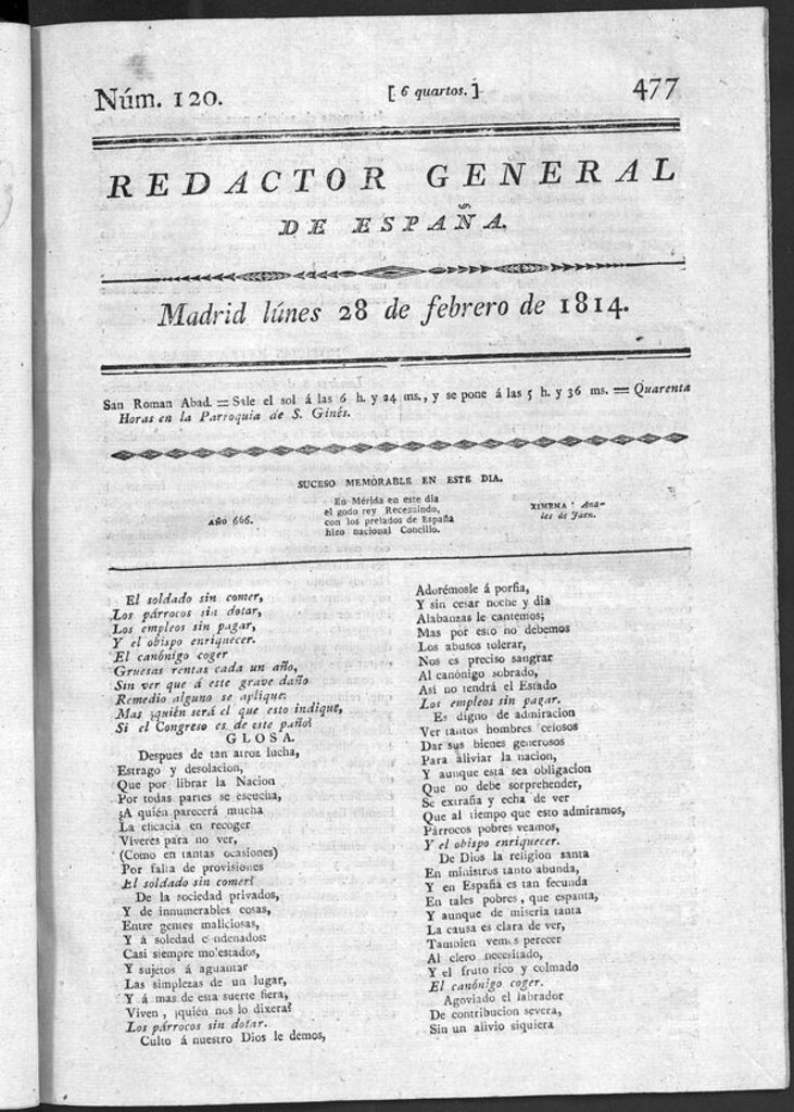 Miniatura de Redactor General de España del lunes 28 de febrero de 1814
