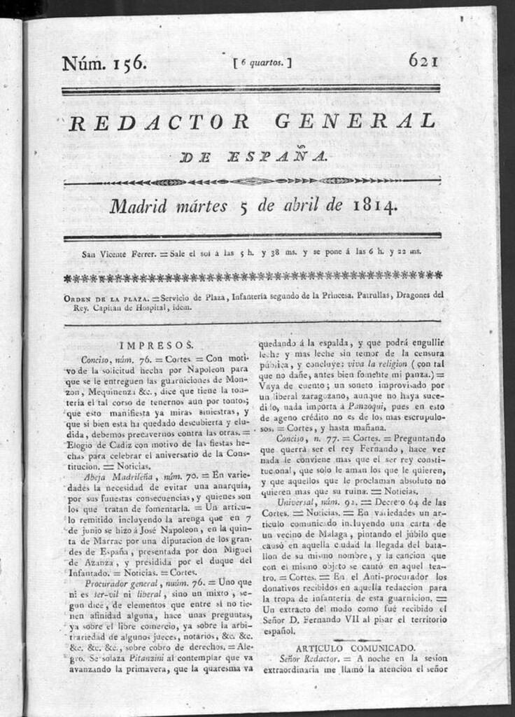 Miniatura de Redactor General de España del martes 5 de abril de 1814