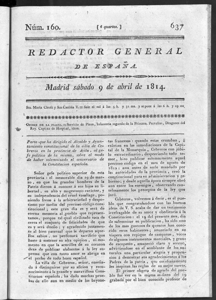 Miniatura de Redactor General de España del sábado 9 de abril de 1814