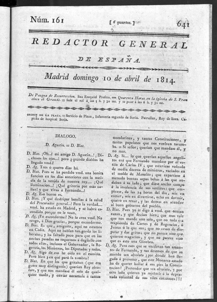 Miniatura de Redactor General de España del domingo 10 de abril de 1814