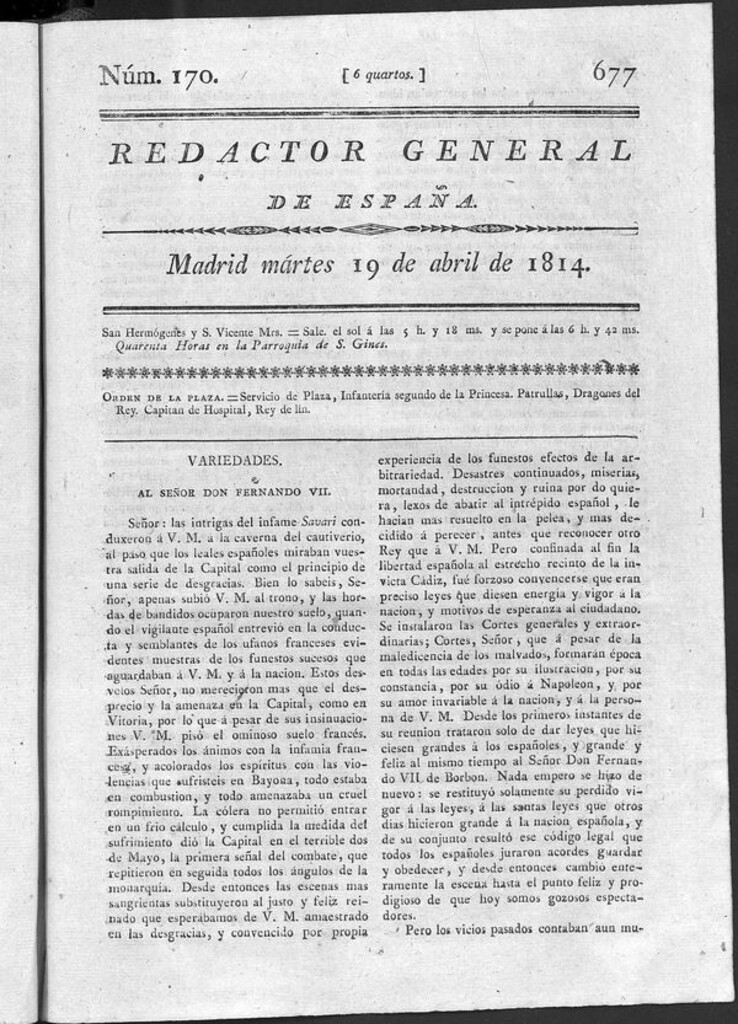 Miniatura de Redactor General de España del martes 19 de abril de 1814