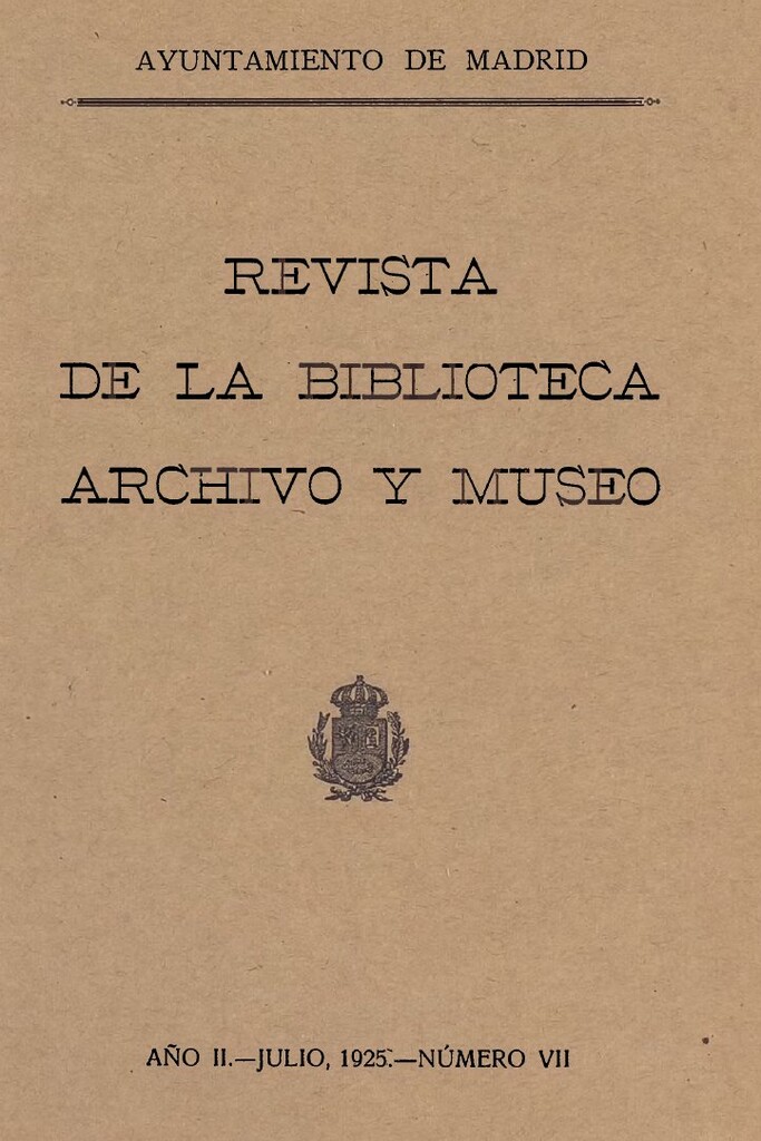 Miniatura de Revista de la biblioteca, archivo y museo. Julio, 1925, número 7