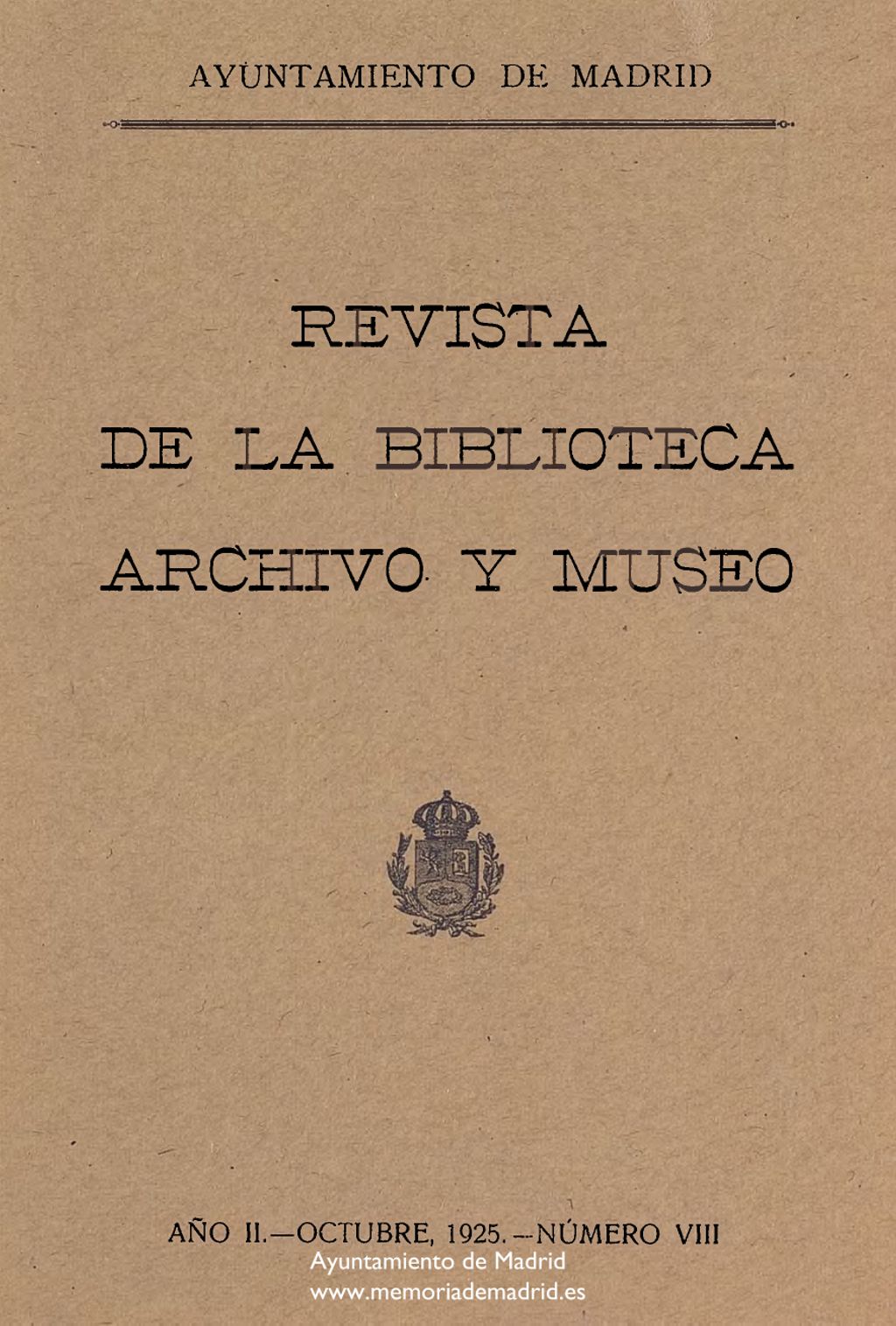Miniatura de Revista de la biblioteca, archivo y museo. Octubre, 1925, número 8