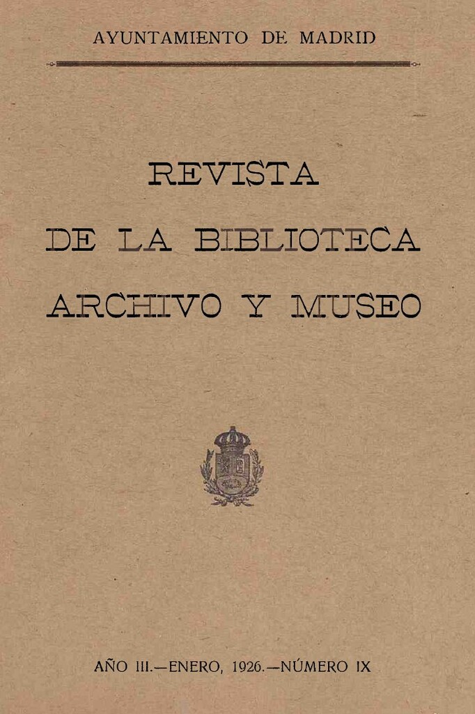Miniatura de Revista de la biblioteca, archivo y museo. Enero, 1926, número 9