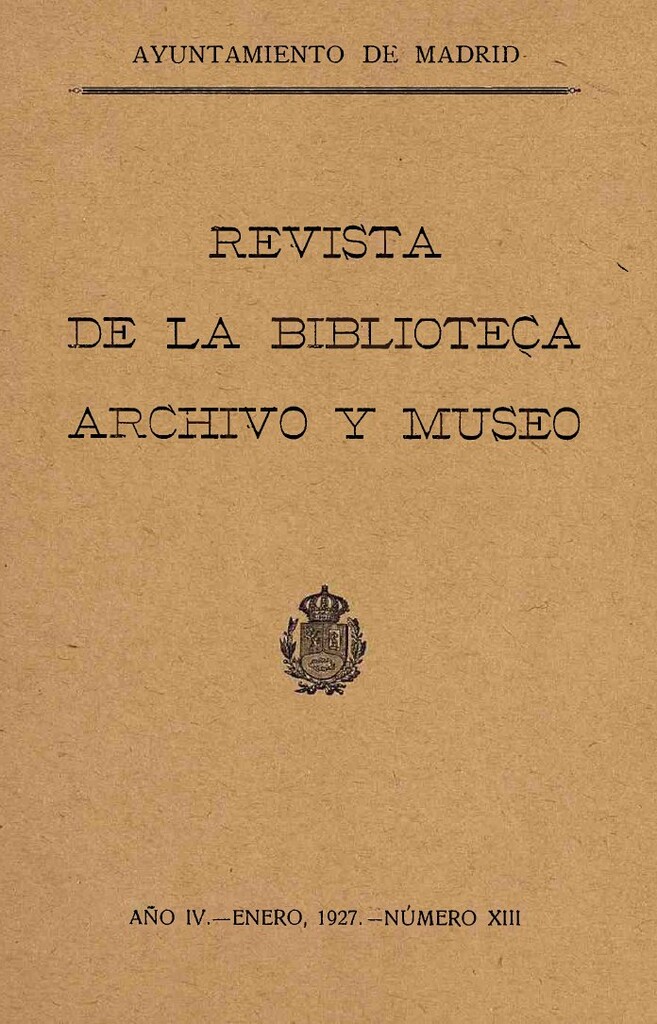 Miniatura de Revista de la biblioteca, archivo y museo. Enero, 1927, número 13