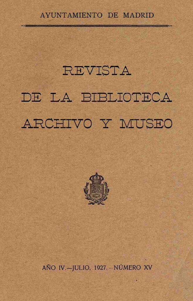 Miniatura de Revista de la biblioteca, archivo y museo. Julio, 1927, número 15