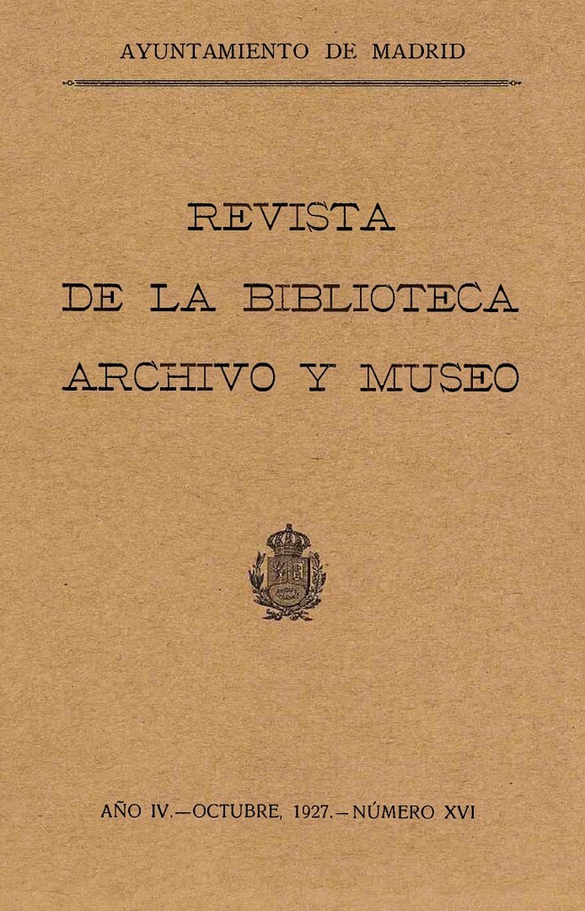Miniatura de Revista de la biblioteca, archivo y museo. Octubre, 1927, número 16