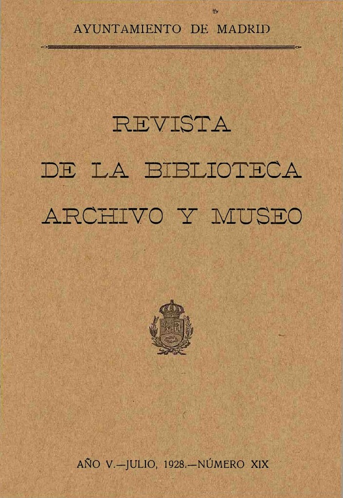 Miniatura de Revista de la biblioteca, archivo y museo. Julio, 1928, número 19