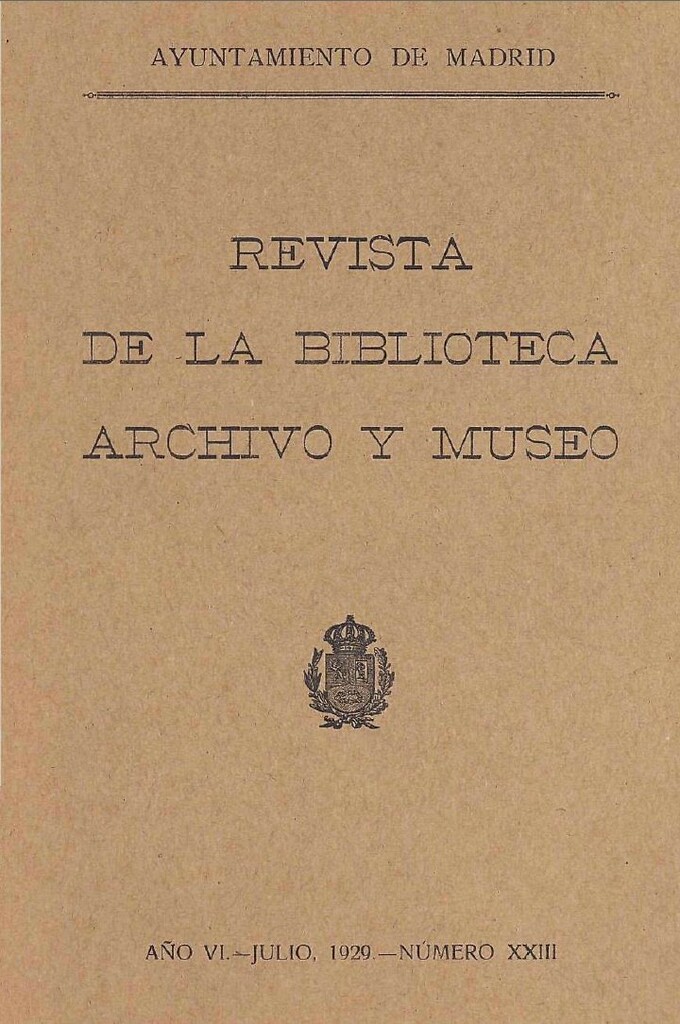 Miniatura de Revista de la biblioteca, archivo y museo. Julio, 1929, número 23