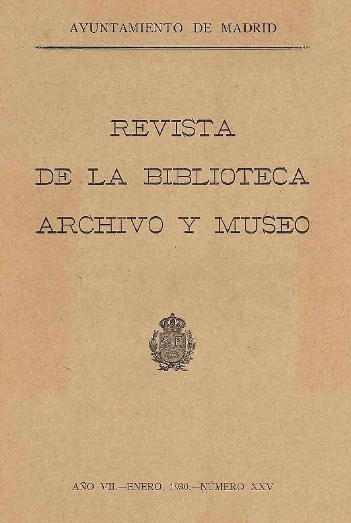 Miniatura de Revista de la biblioteca, archivo y museo. Enero, 1930, número 25
