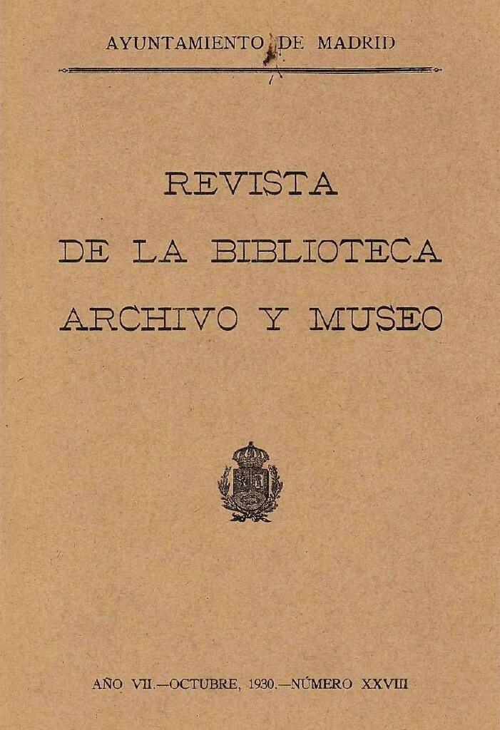 Miniatura de Revista de la biblioteca, archivo y museo. Octubre, 1930, número 28