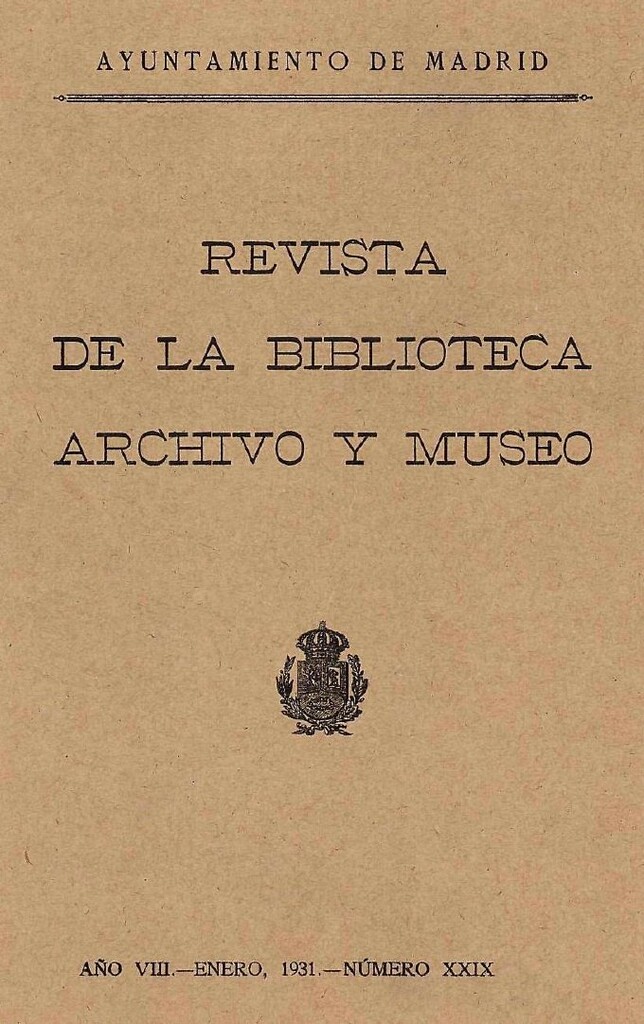 Miniatura de Revista de la biblioteca, archivo y museo. Enero, 1931, número 29