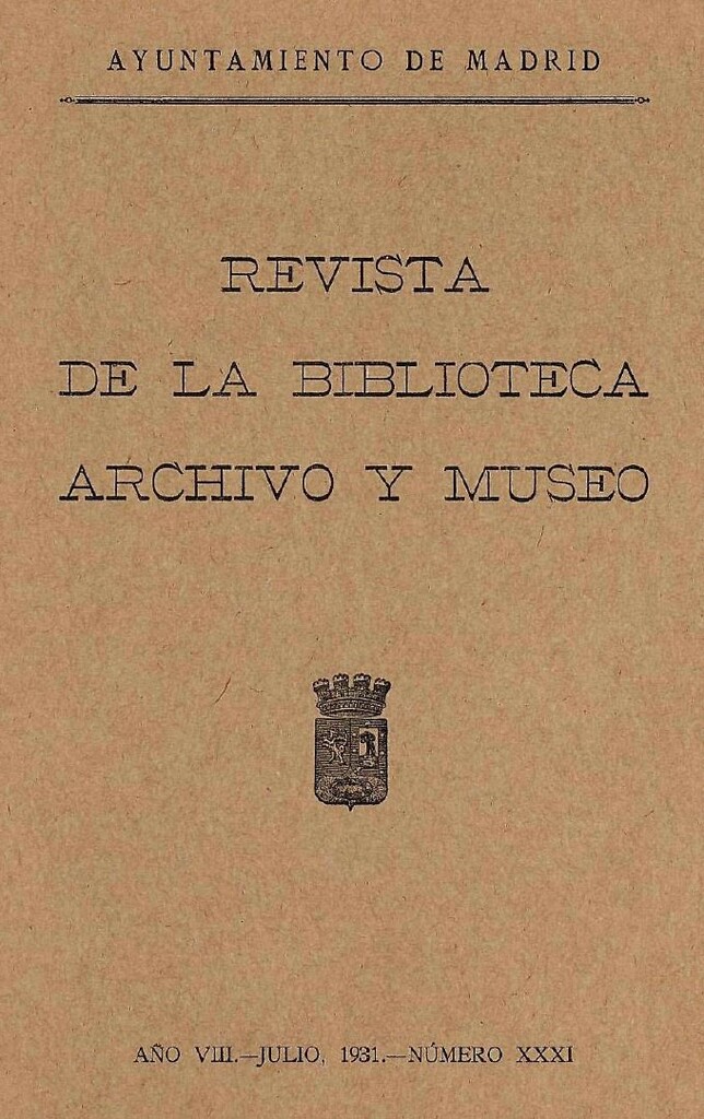 Miniatura de Revista de la biblioteca, archivo y museo. Julio, 1931, número 31