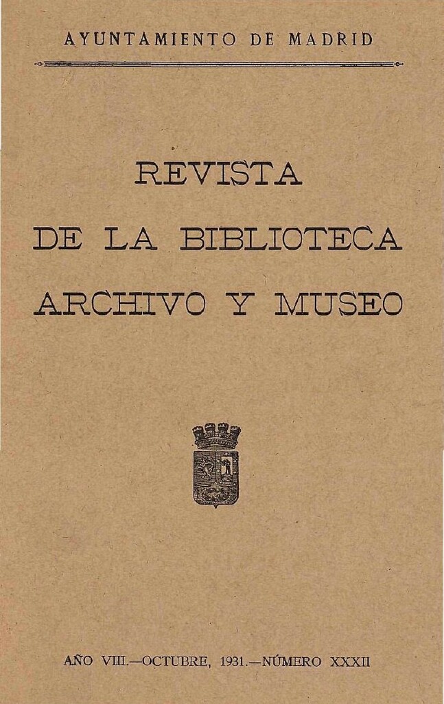 Miniatura de Revista de la biblioteca, archivo y museo. Octubre, 1931, número 32