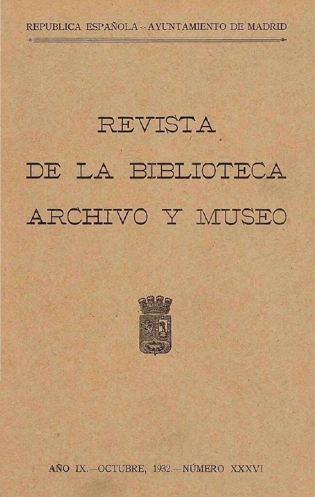 Miniatura de Revista de la biblioteca, archivo y museo. Octubre, 1932, número 36