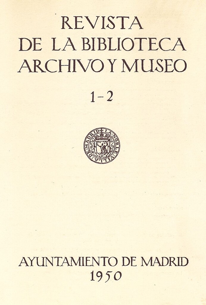 Miniatura de Revista de la biblioteca, archivo y museo. 1950, I y II. Números 59 y 60