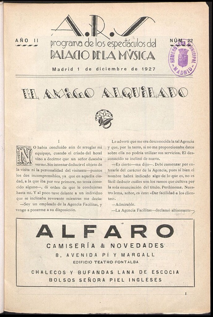 Miniatura de A.R.S, 1 de diciembre de 1927