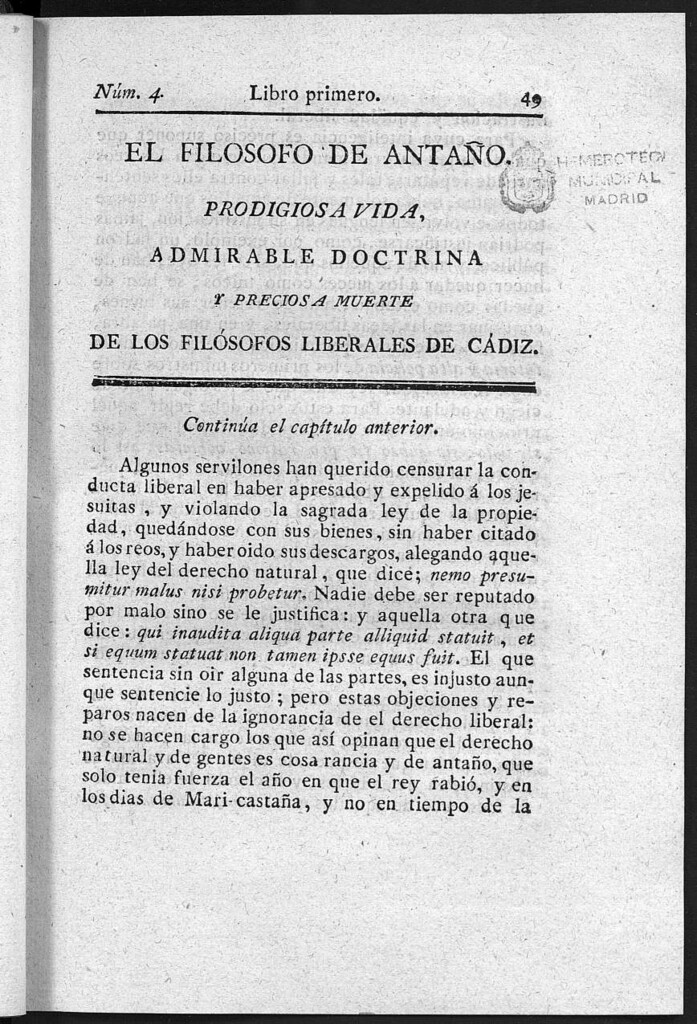 Miniatura de Prodigiosa vida, admirable doctrina, preciosa muerte de los venerables hermanos los filósofos liberales de Cádiz... / por D.F.A. y B. Número 4
