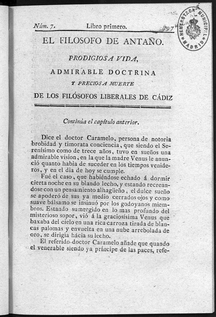 Miniatura de Prodigiosa vida, admirable doctrina, preciosa muerte de los venerables hermanos los filósofos liberales de Cádiz... / por D.F.A. y B. Número 7