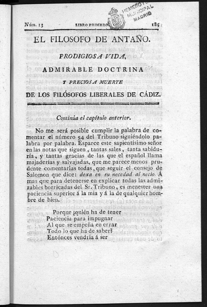 Miniatura de Prodigiosa vida, admirable doctrina, preciosa muerte de los venerables hermanos los filósofos liberales de Cádiz... / por D.F.A. y B. Número 13