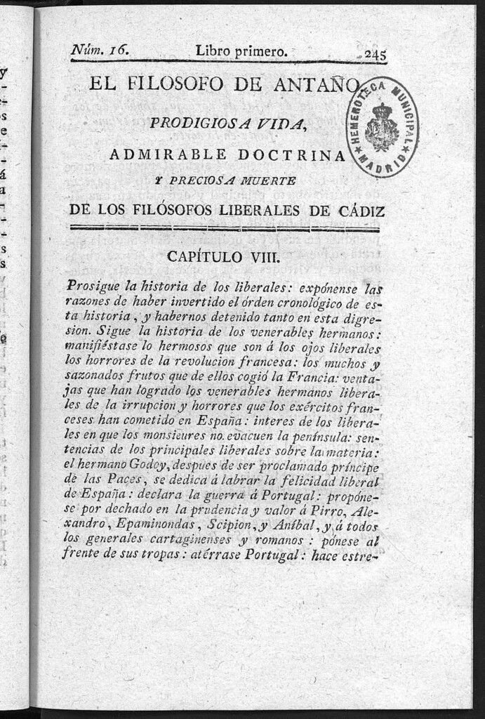 Miniatura de Prodigiosa vida, admirable doctrina, preciosa muerte de los venerables hermanos los filósofos liberales de Cádiz... / por D.F.A. y B. Número 16