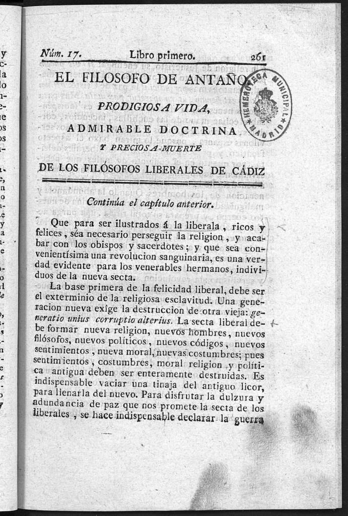 Miniatura de Prodigiosa vida, admirable doctrina, preciosa muerte de los venerables hermanos los filósofos liberales de Cádiz... / por D.F.A. y B. Número 17